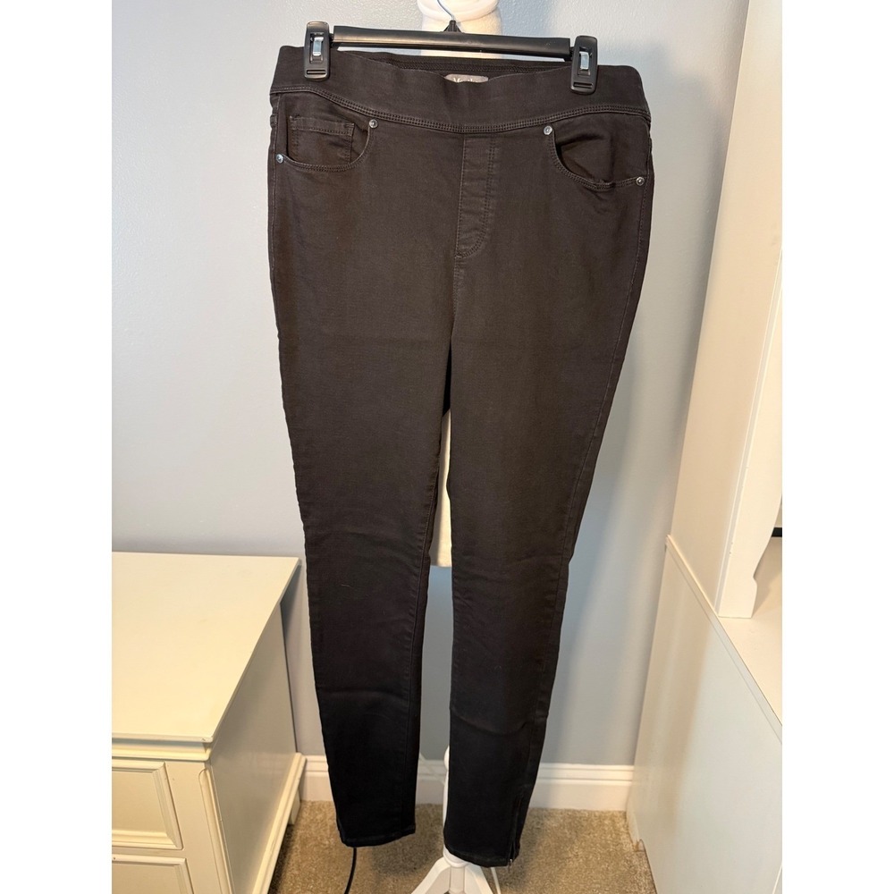 Martha Stewart Black Pull On Skinny Ankle Zip Jeans High Rise Size12 Tall